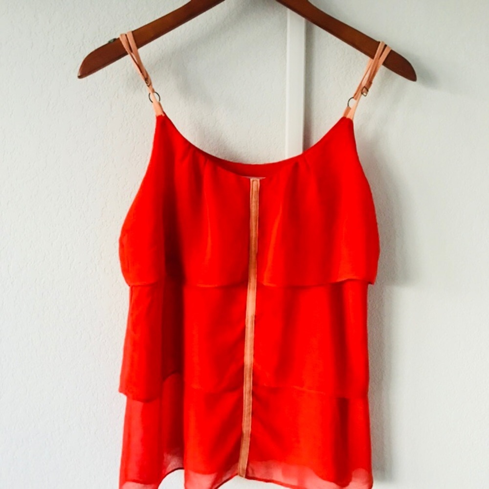 Anthro Esley orange sleeveless layered Light top adjustable strap
